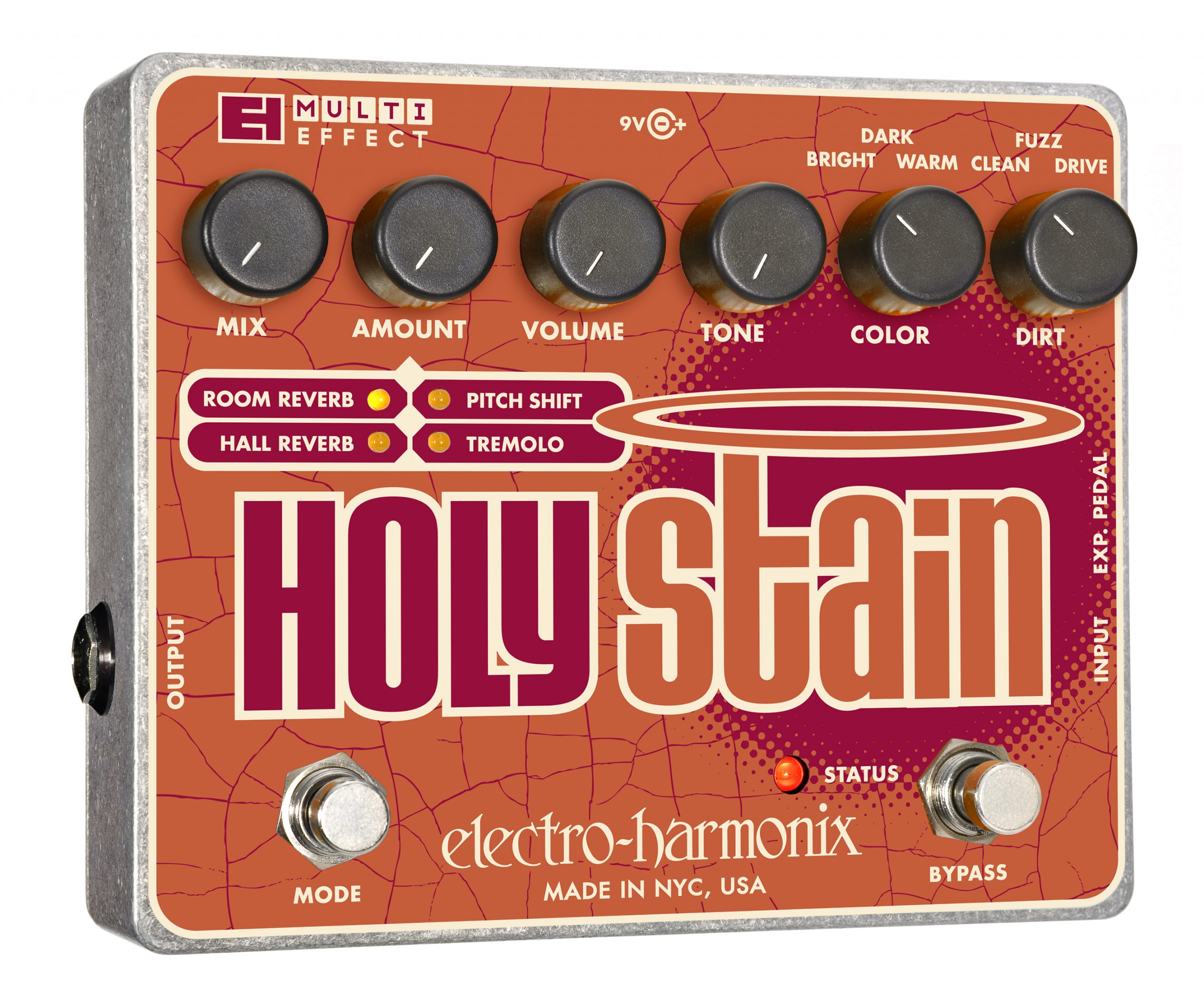 Electro-Harmonix HOLY STAIN Distortion/Reverb/Pitch/Tremolo Multi-Effect, 9.6DC-200 PSU included